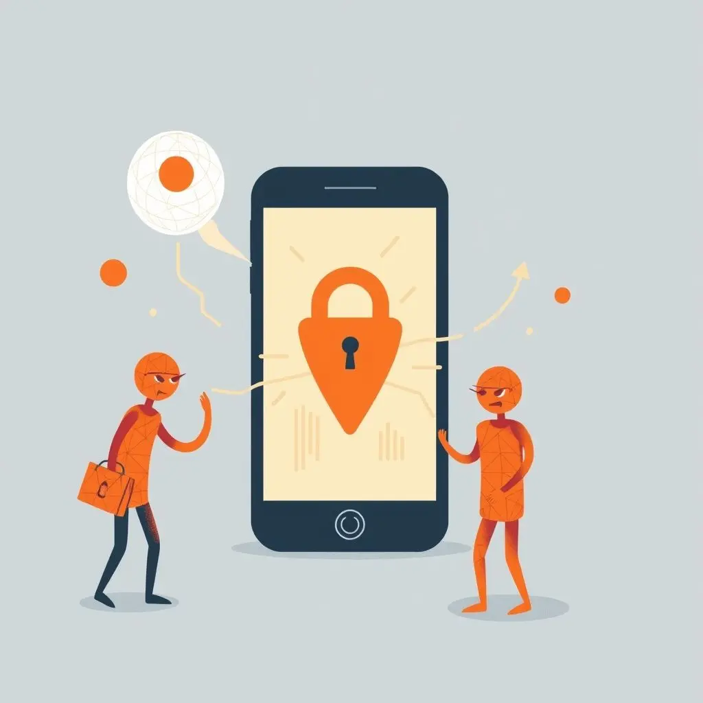 Illustration representing data privacy and location tracking concerns with geofencing