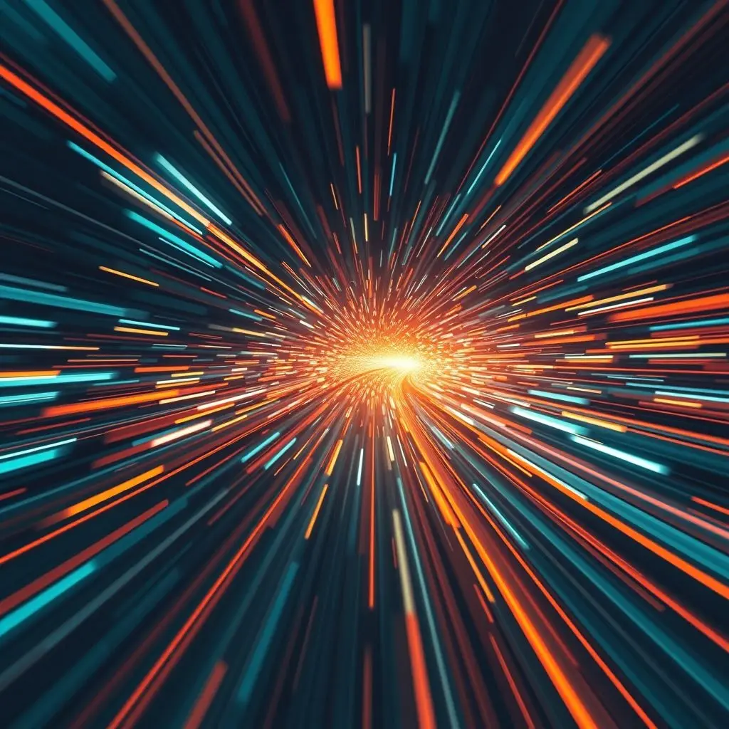 Abstract visualization of data moving at incredible speed, representing HFT