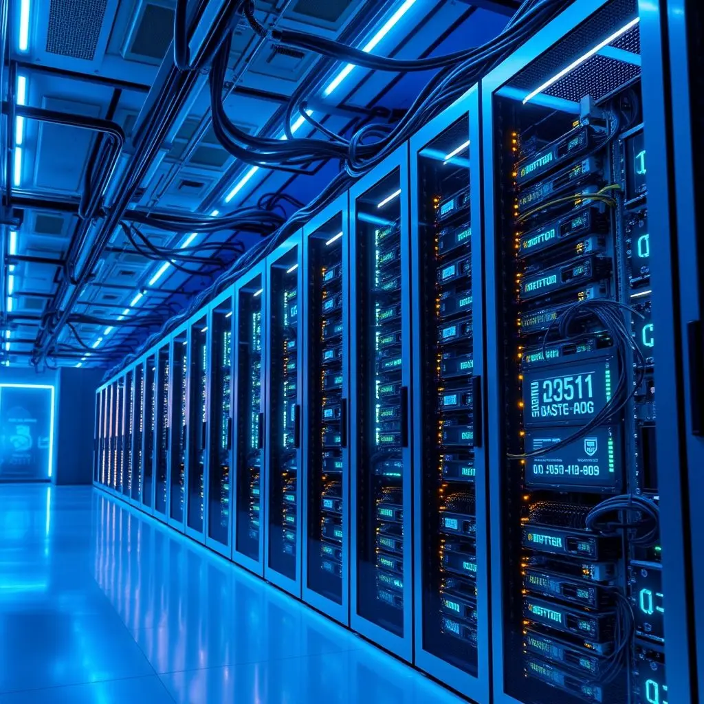 Server racks with specialized, high-performance hardware for high-frequency trading