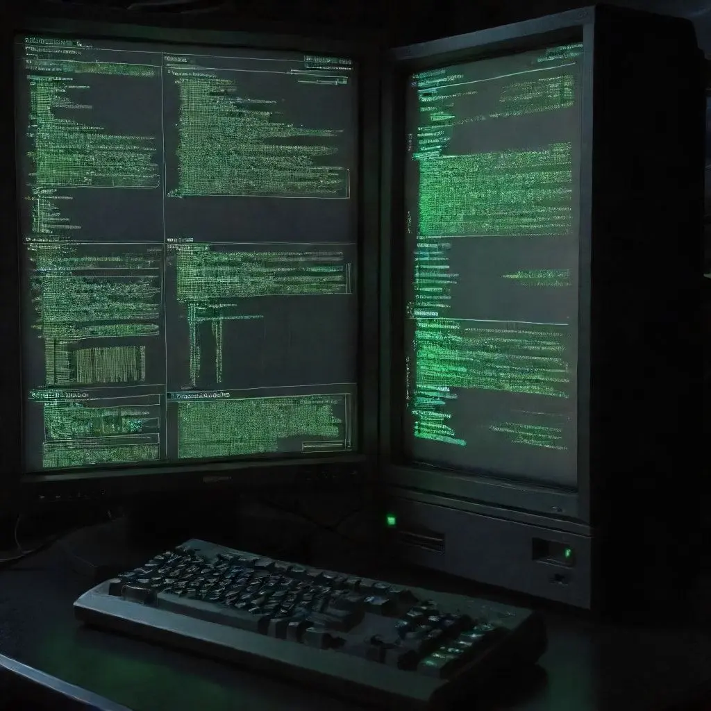 Illustration contrasting a complex, text-based terminal interface from the early 1990s internet with a simple, graphical window showing text and an inline image, representing the shift brought by Mosaic.