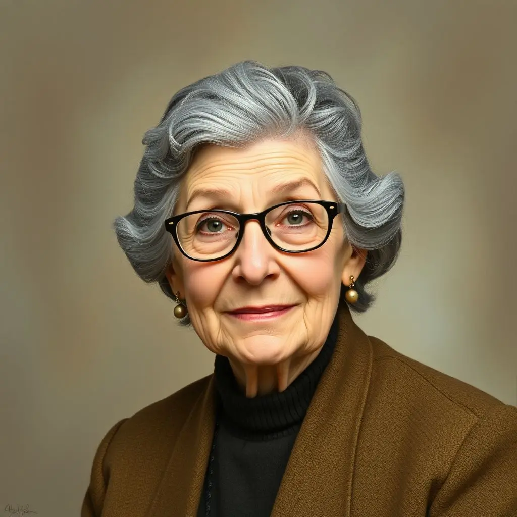 Modern photo of an older Margaret Hamilton smiling and looking distinguished