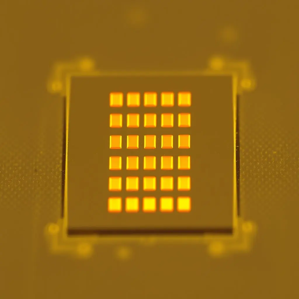 Close up of a microbolometer grid on a thermal camera sensor