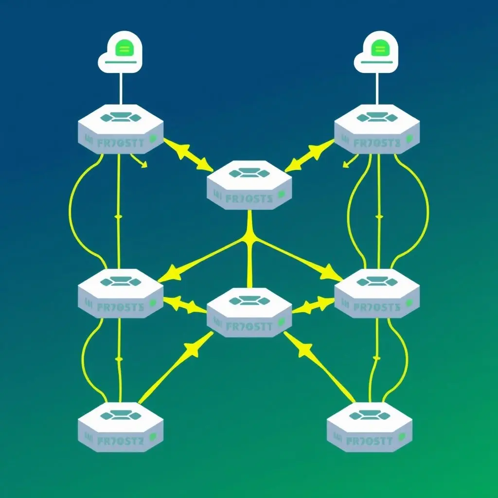 Diagram showing a network with multiple switches and redundant links creating loops