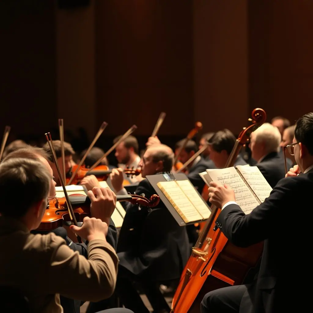 An orchestra playing, representing musical dynamics