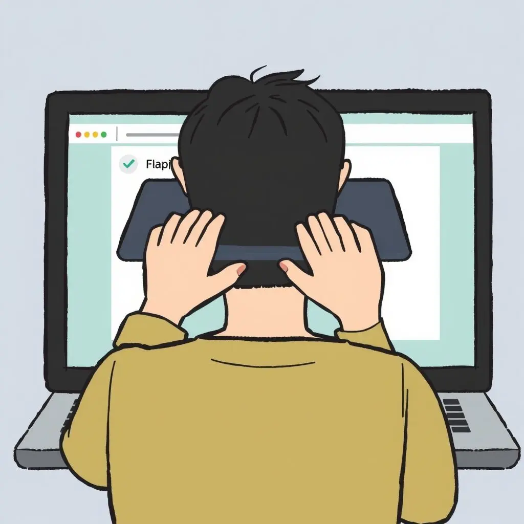 Illustration of a person calmly closing a laptop lid to avoid a tech support scam pop-up