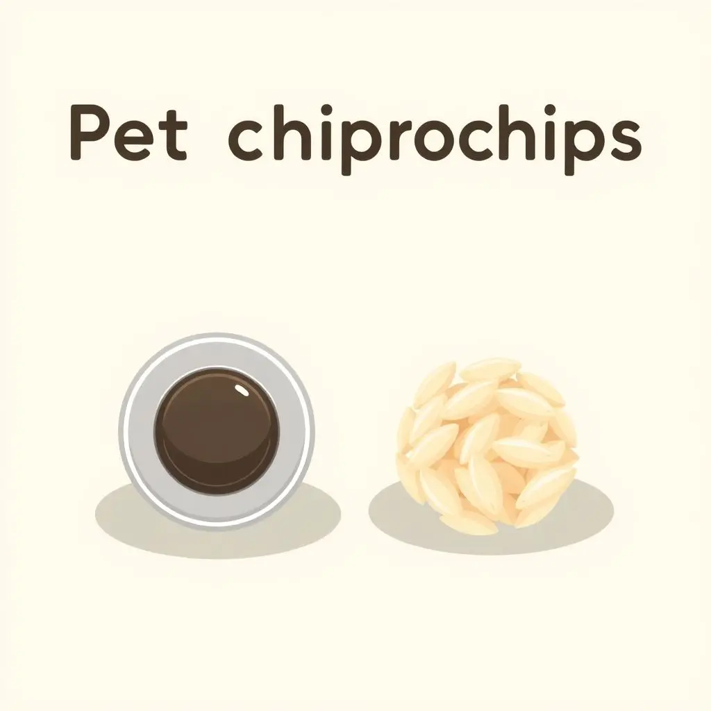 Illustration showing a pet microchip next to a grain of rice for size comparison.