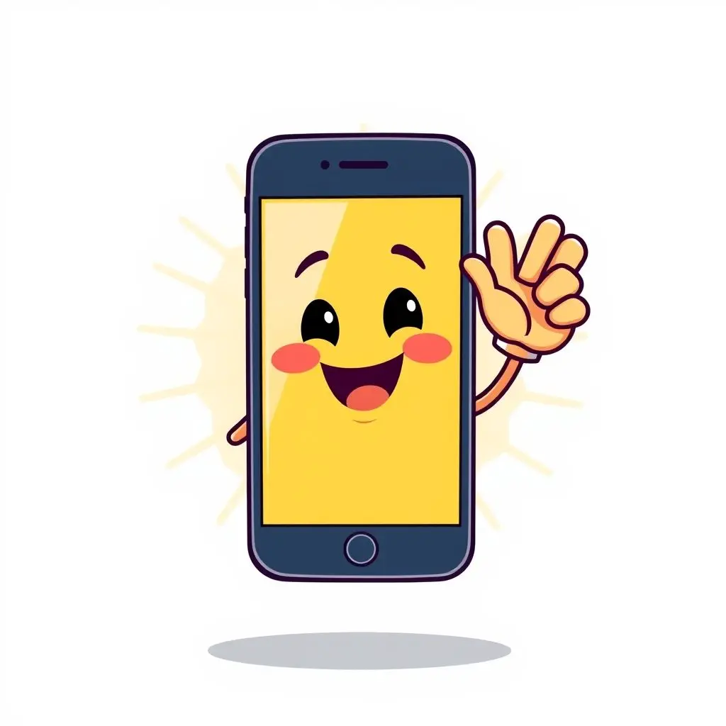 Illustration of a happy phone giving a digital high-five or thumbs-up