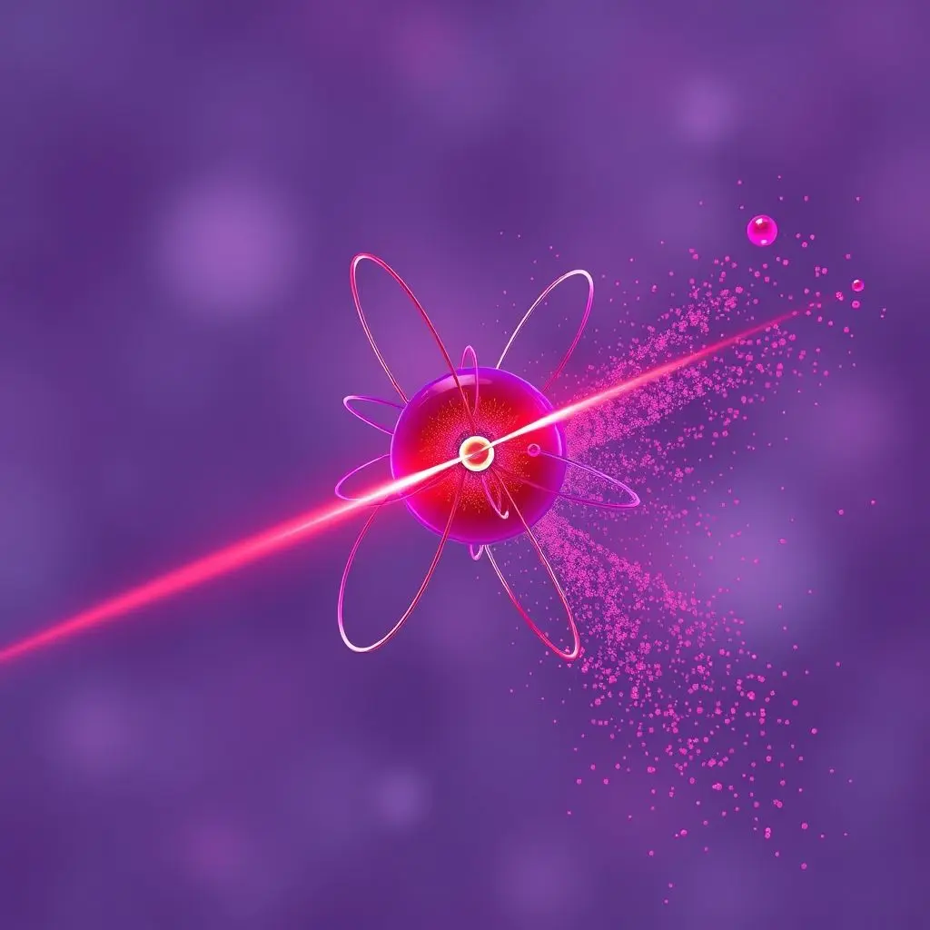 Illustration of a photon hitting an atom, and an electron absorbing the photon's energy to jump to a higher energy level, representing absorption in an opaque material.