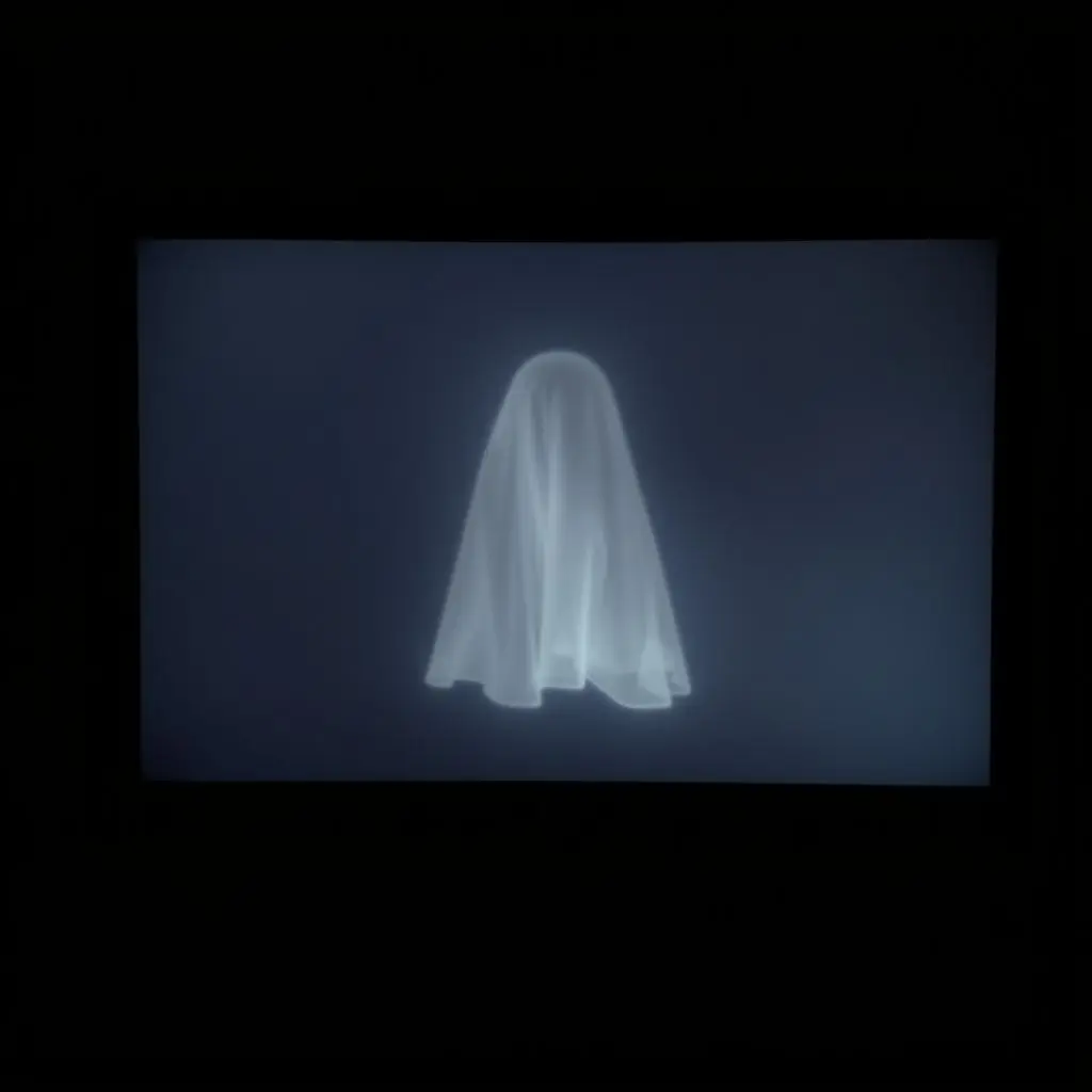 Screen displaying a noticeable ghost image artifact from a previous static element.