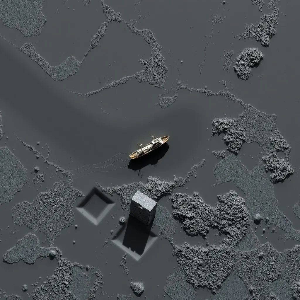 Example image generated by side-scan sonar showing a shipwreck on the seafloor with acoustic shadows.