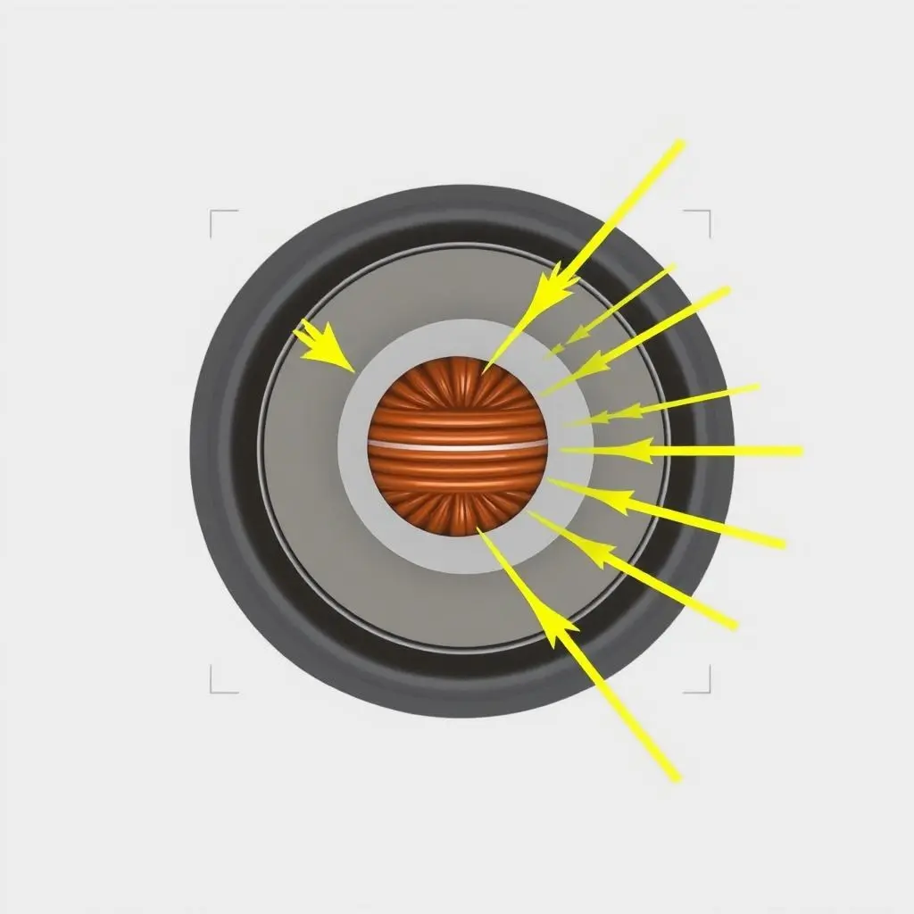 Diagram showing a speaker cone vibrating and radiating sound waves into the air.
