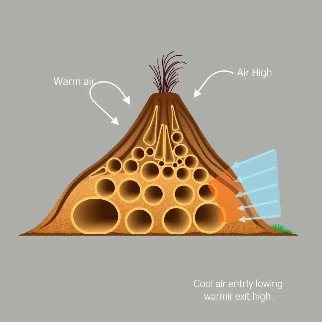 Diagram showing air flow in a termite mound