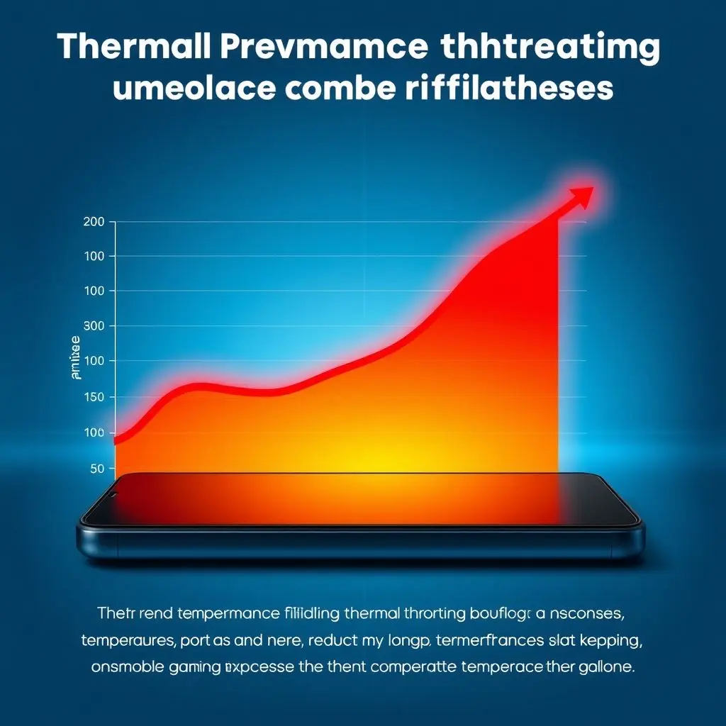 Graphic showing a performance graph dropping sharply as temperature rises, illustrating thermal throttling's effect on phone gaming.