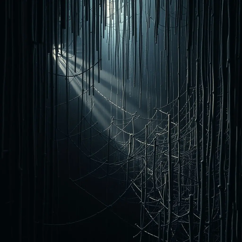 Microscopic illustration of vertically aligned carbon nanotubes trapping light