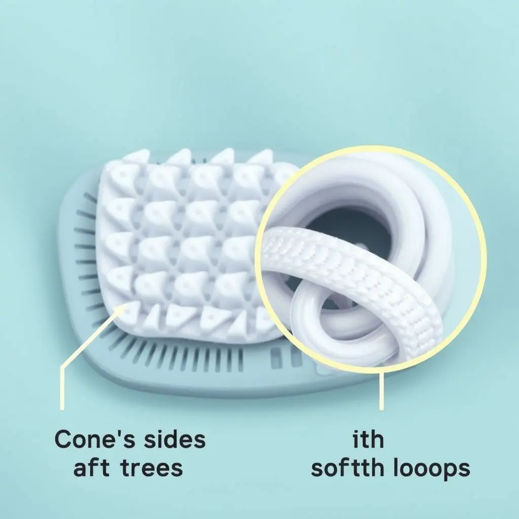 Close-up illustration showing the distinct hook and loop sides of a Velcro fastener.