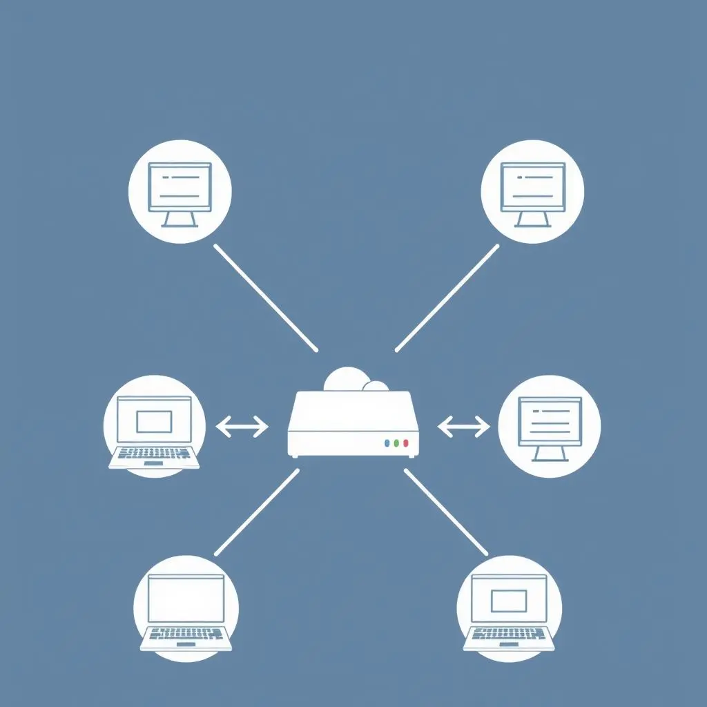 Diagram illustrating a network with multiple devices, one of which is running a packet sniffer to capture data from other devices on the same local network.
