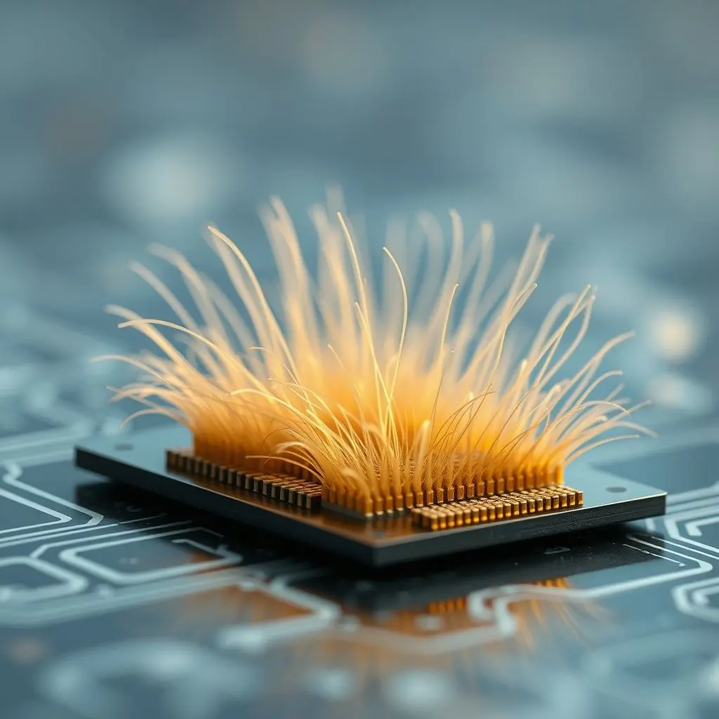 A close-up of a high-tech biomimetic seismic sensor inspired by spider trichobothria