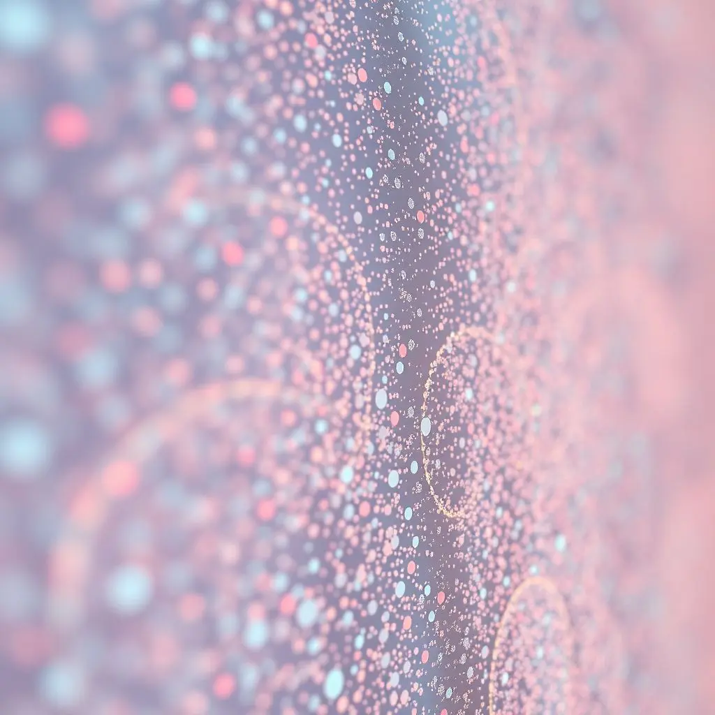 Close-up of e-paper technology showing microscopic electrophoretic particles changing color within microcapsules, an abstract technical view.