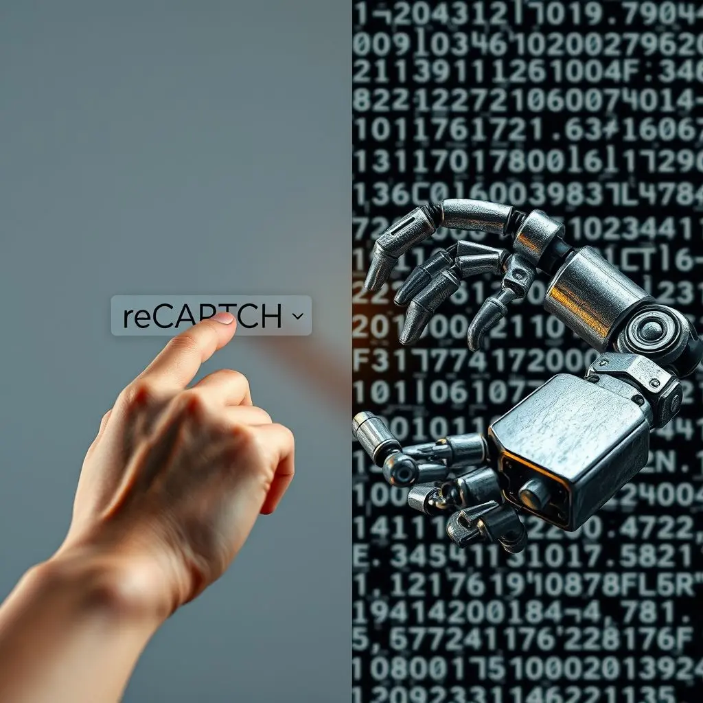 Human and robot icons attempting to solve a complex CAPTCHA