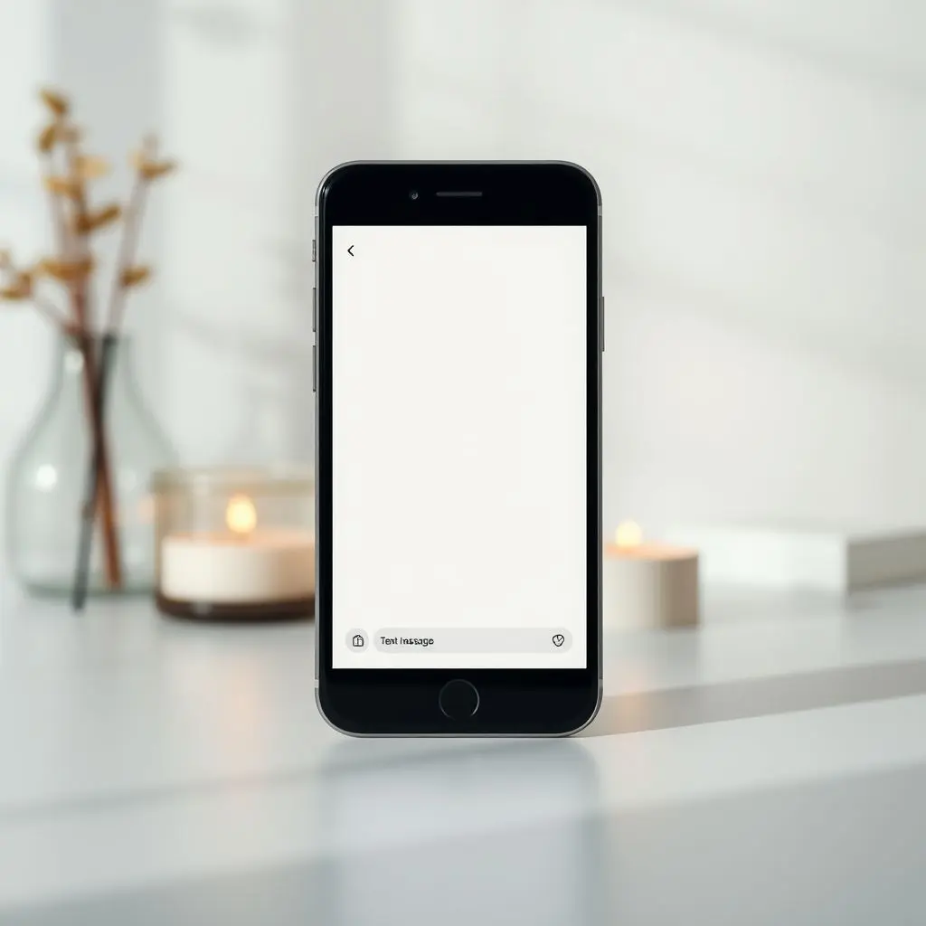 Minimalist smartphone screen showing a simple text message exchange, emphasizing privacy