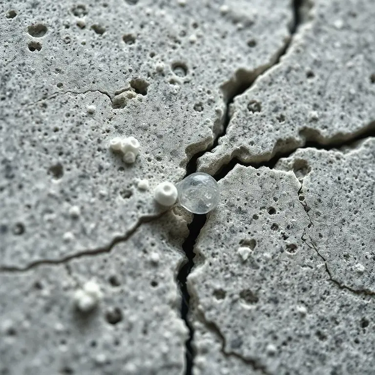 Microscopic view of bacteria producing limestone to heal concrete cracks