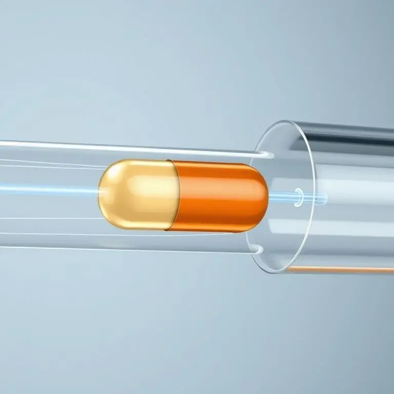 Detailed cutaway diagram illustrating a pneumatic tube capsule being propelled by air pressure inside a transparent tube, showing air flow