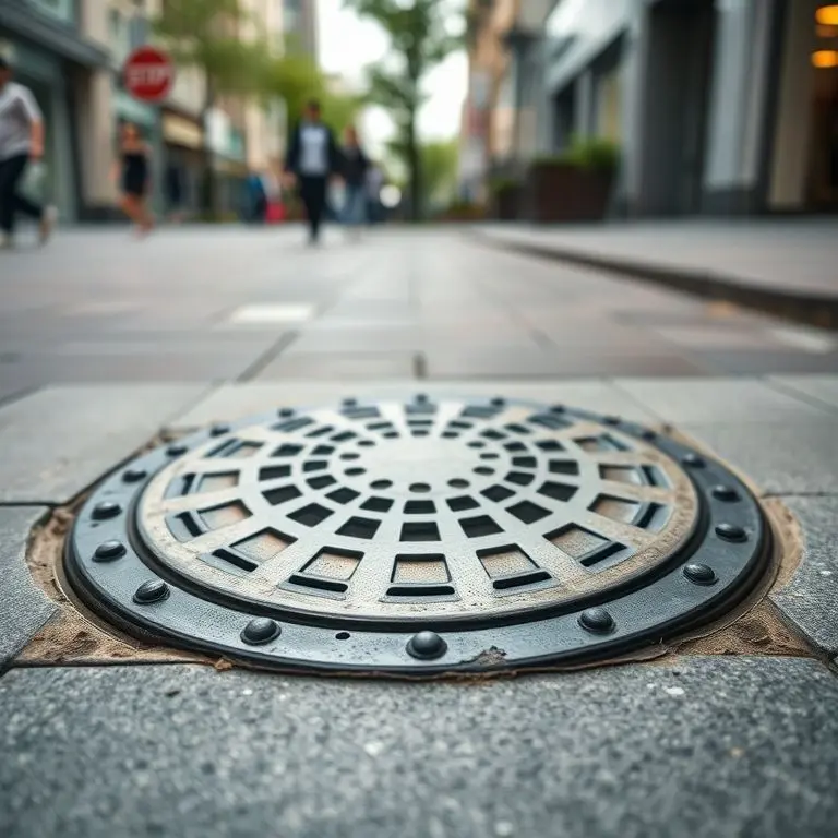 Round Manhole Cover in Urban Setting